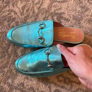 Cute Metallic Blue Loafers